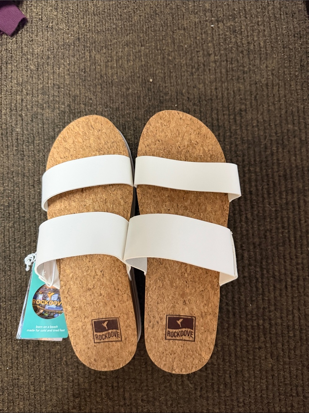 Women's White Cork Double-Strap Slide Sandals